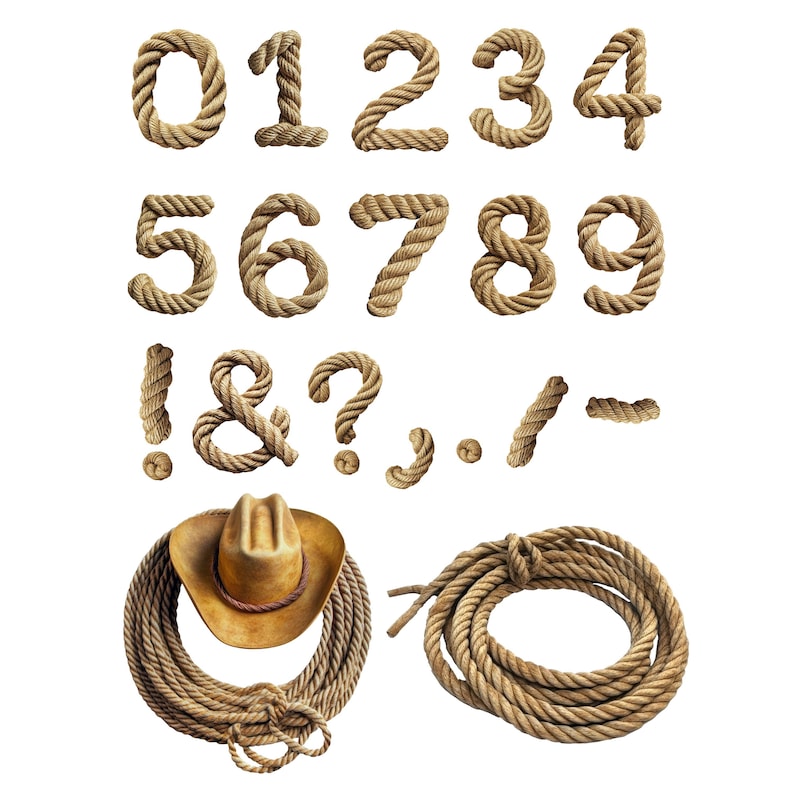Cowboy Rope Writing Rope Letters PNG, Western Rope Letters, Cowboy Theme Letters, Rodeo ...