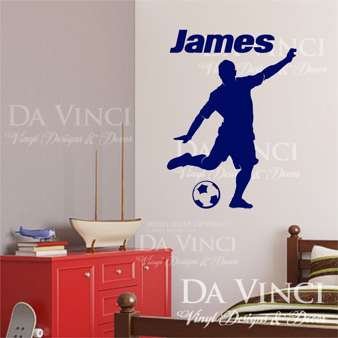 Soccer Player Boy Decal Custom Name Wall Room Personalized Vinyl ...