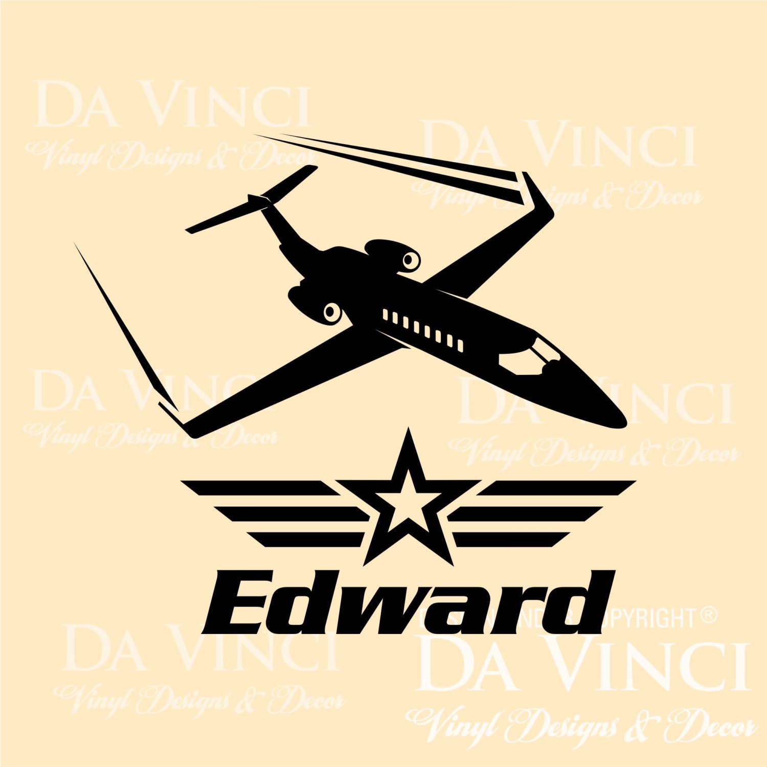 Airplane Aircraft Planes Jet Wall Room Custom Name Vinyl Wall Decal ...