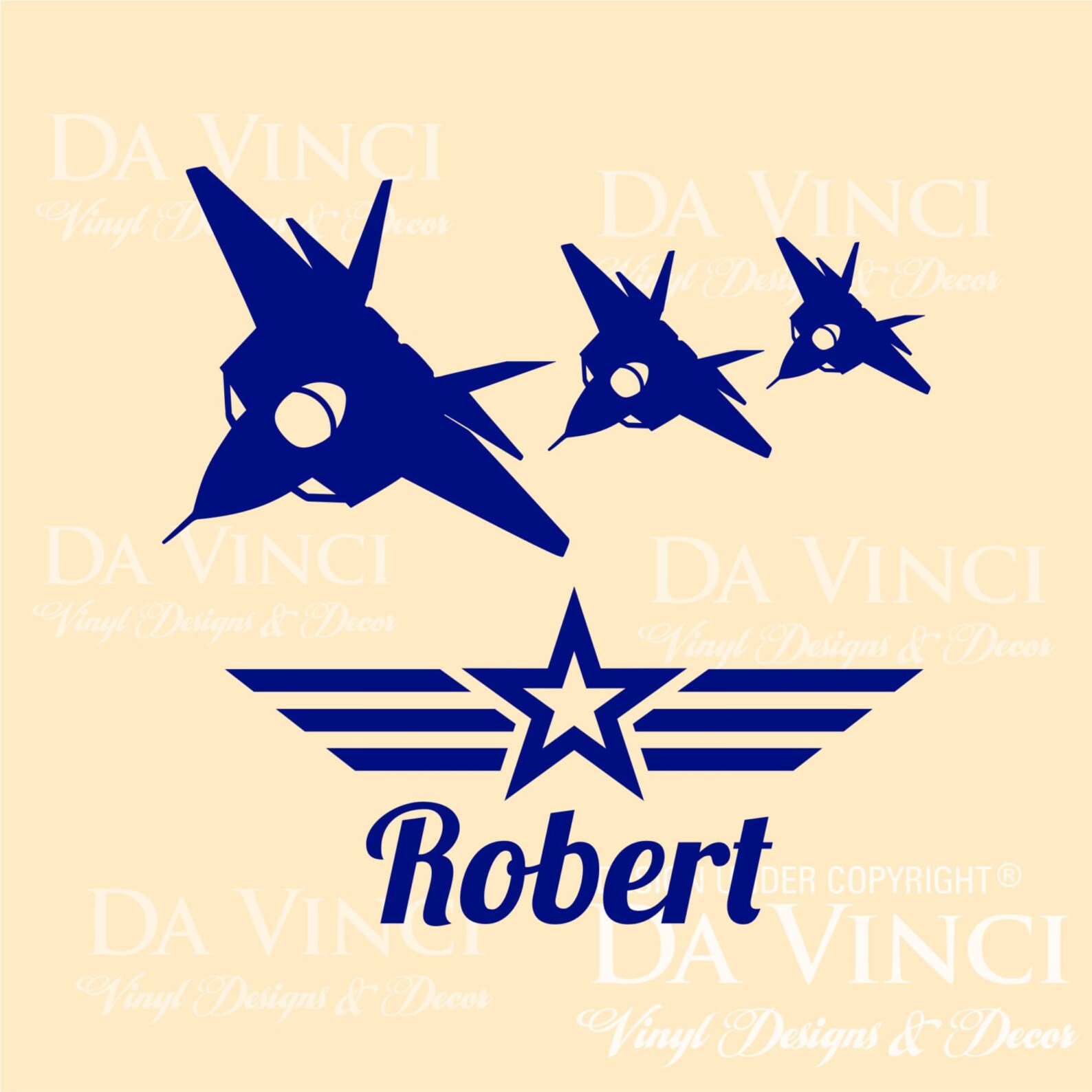 Airplane Planes Army Jets Wall Custom Room Name Vinyl Wall Decal ...