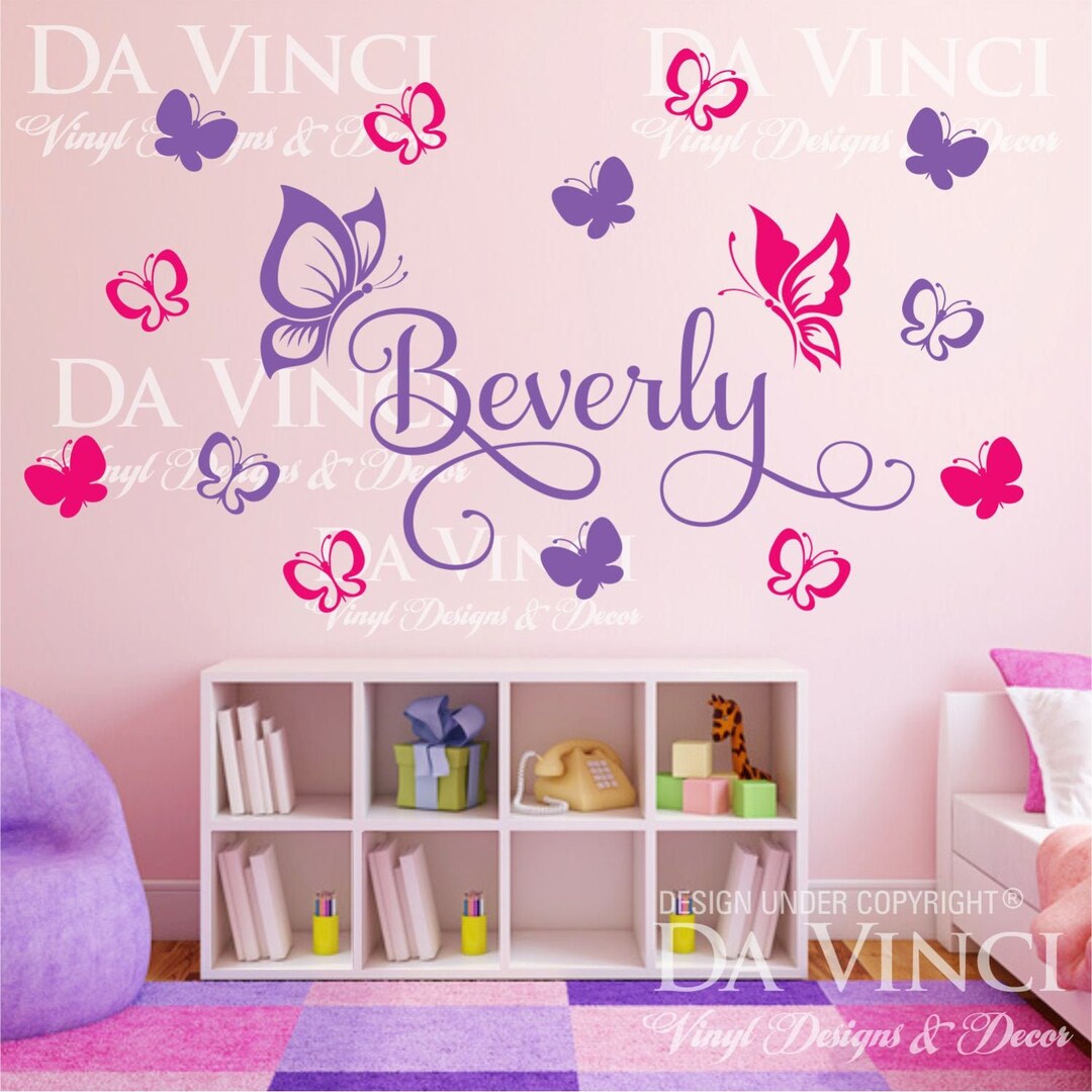 Butterflies Personalized Custom Name Vinyl Decal Sticker Wall Room ...