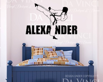 Karate Martial Arts Wall Room Personalized Custom Name Vinyl Wall Decal Sticker Decoration