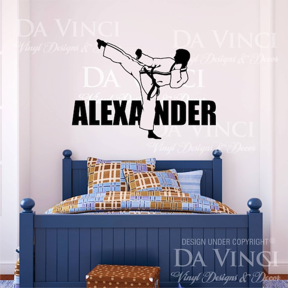 Custom Vinyl Decal Stickers for Bedrooms Martial Arts with Personalized Name
