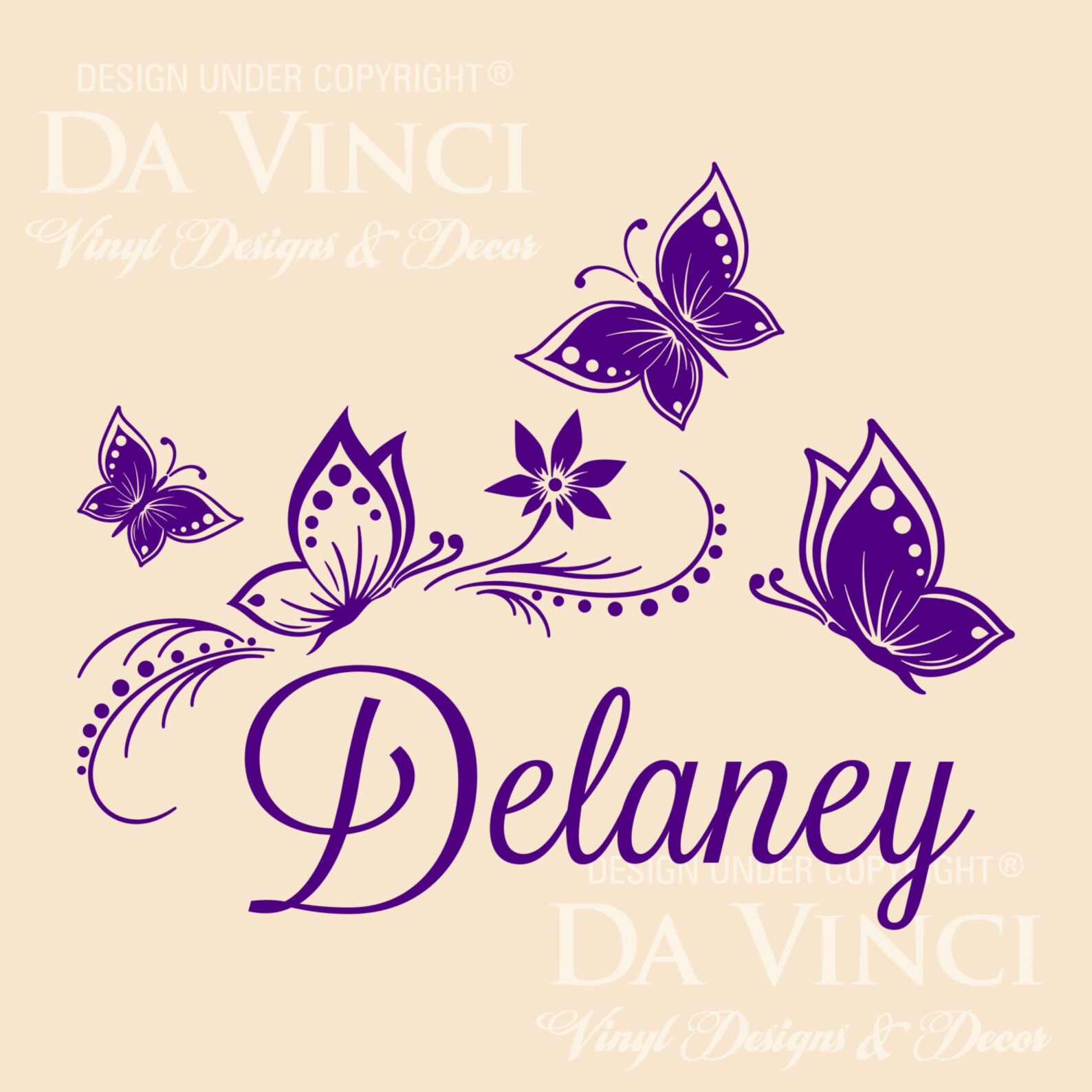 Butterflies Flower Personalized Custom Girl Name Vinyl Decal Sticker ...