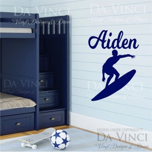 Surfer Surf Surfing Room Personalized Custom Name Vinyl Wall Decal Sticker A