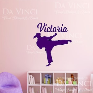 Karate Martial Arts Wall Room Personalized Custom Name Girl Vinyl Sticker C