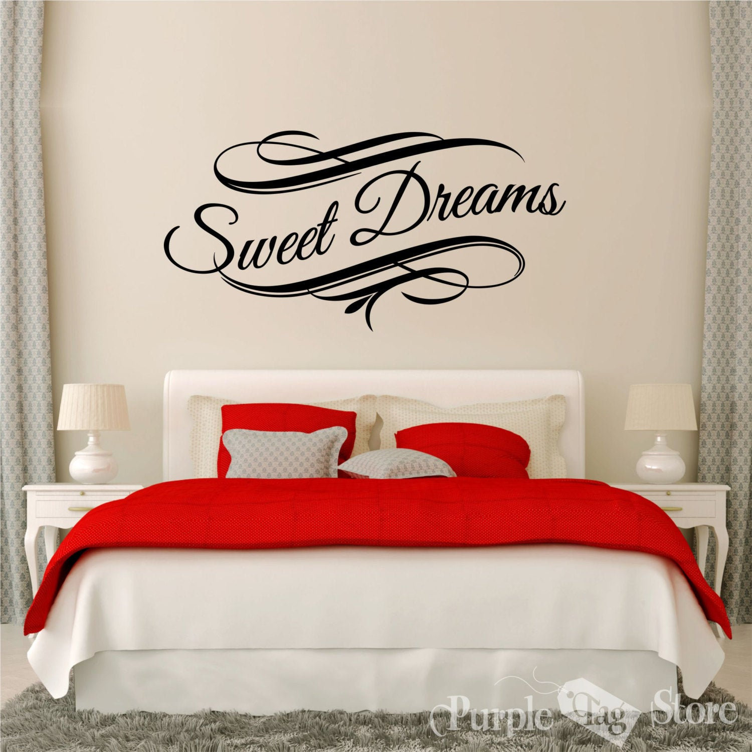 SWEET DREAMS GIRLS VINYL WALL ART BEDROOM DECOR STICKER HOME WALL LETTERING 