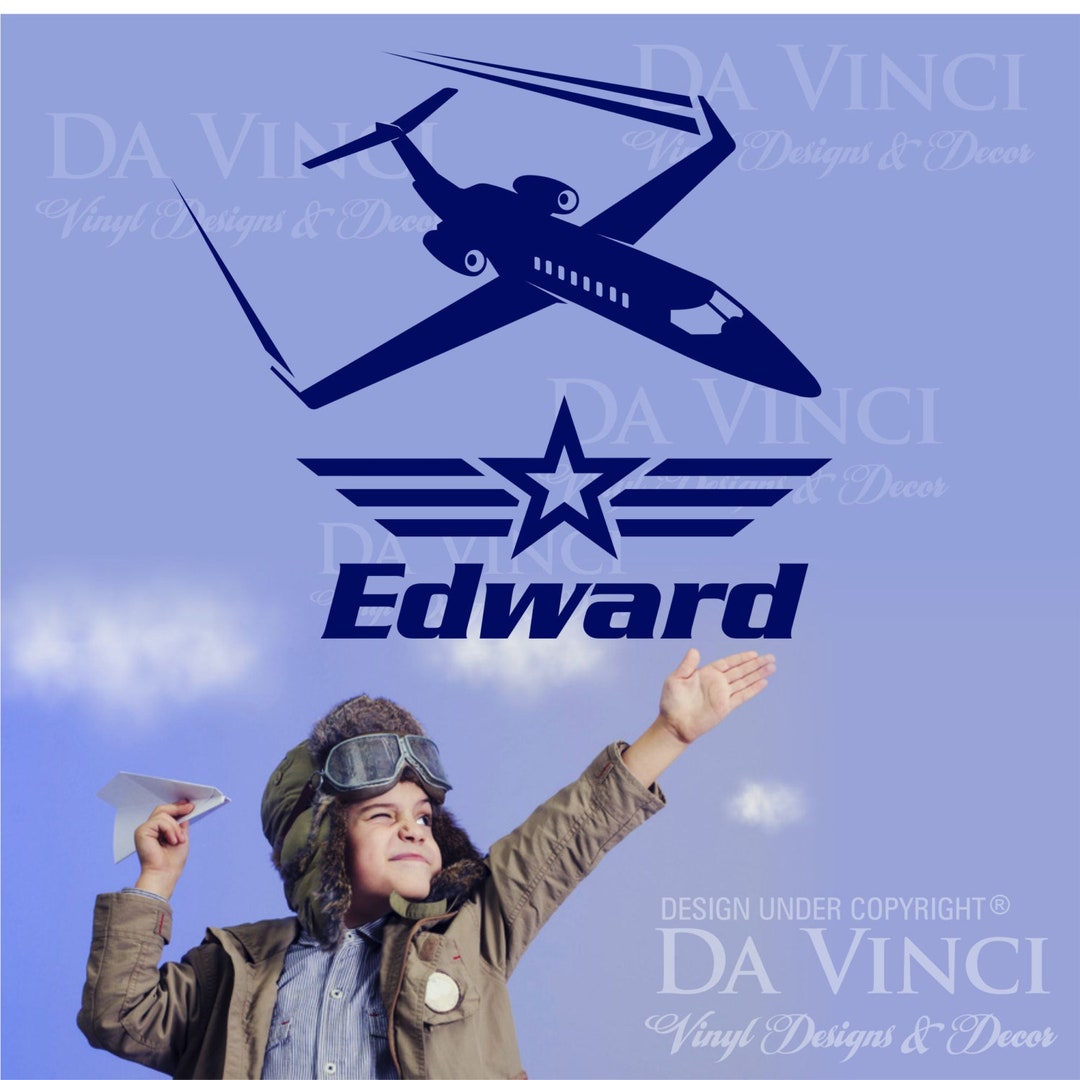 Airplane Aircraft Planes Jet Wall Room Custom Name Vinyl Wall Decal ...