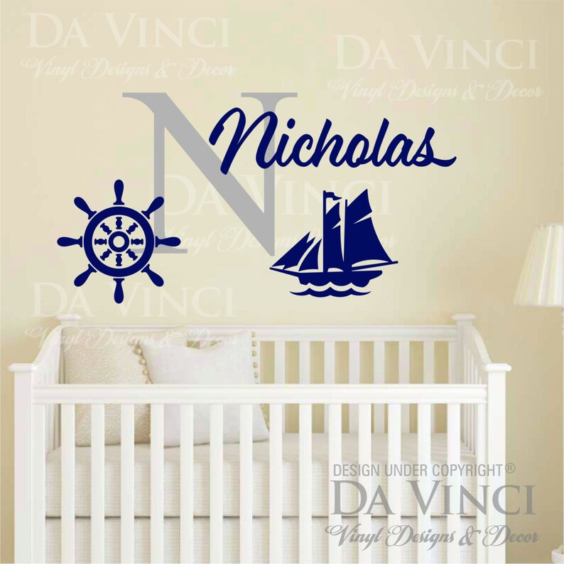 Custom Name Wall Decal Sticker Monogram Vinyl Ship Nautical Etsy
