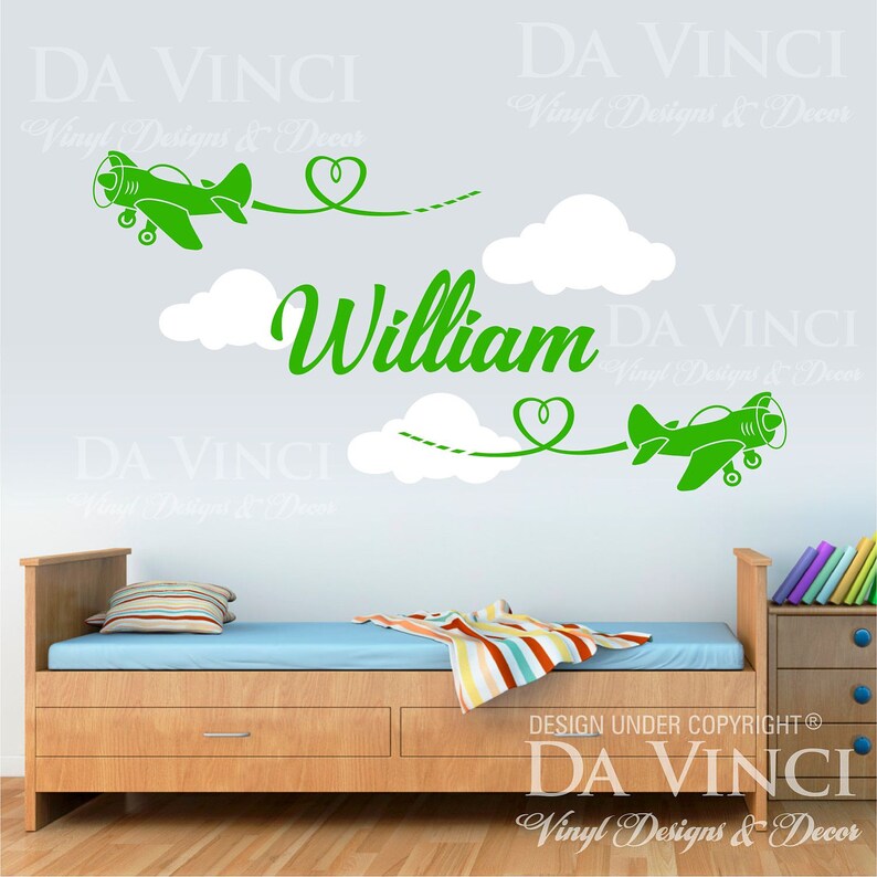 Airplane Aircraft Planes Wall Custom Name Vinyl Wall Decal Sticker Room ...