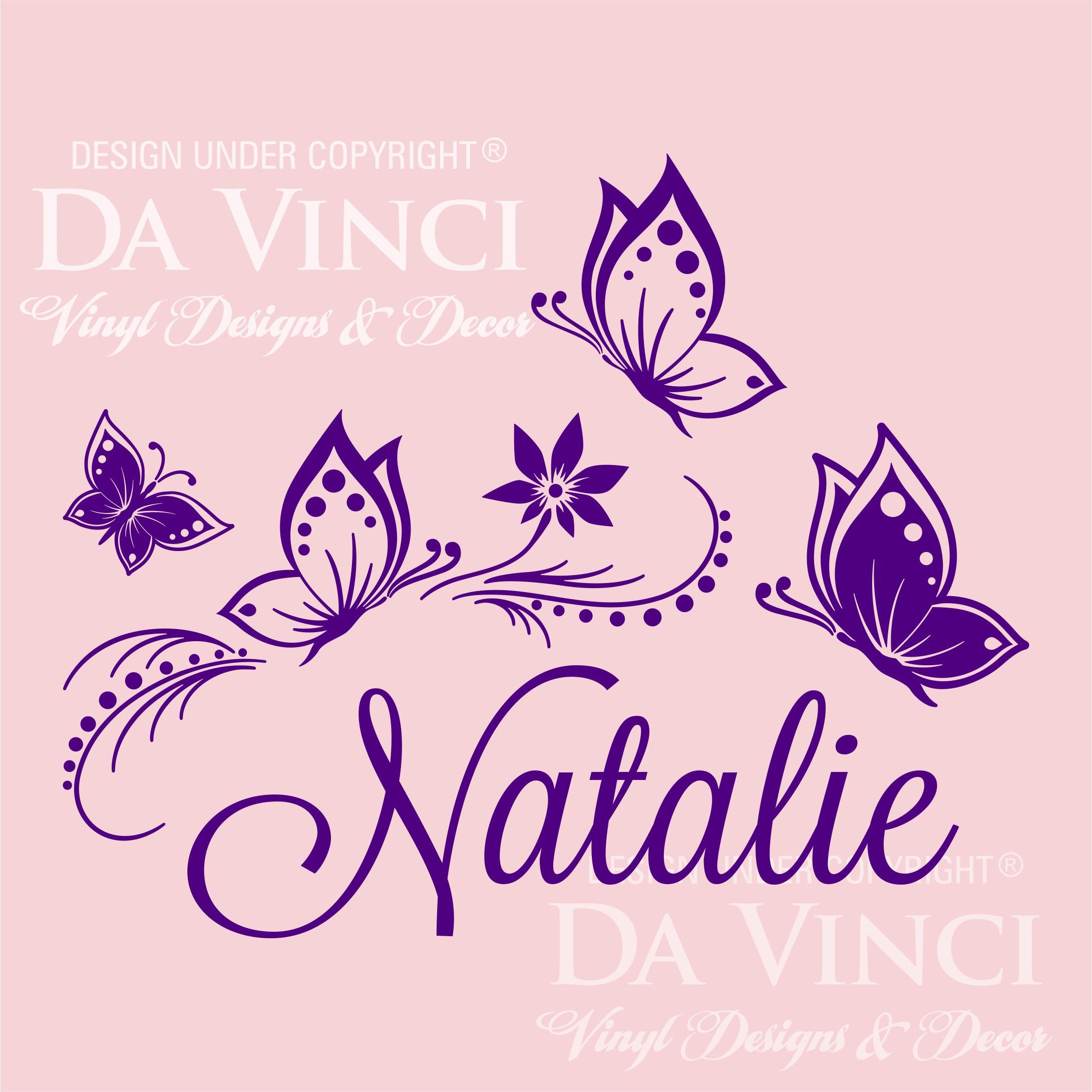 Butterflies Flower Personalized Custom Girl Name Vinyl Decal Sticker ...