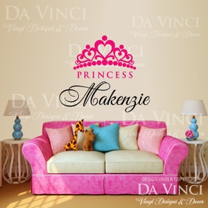 Crown Princess Personalized Custom Name Room Bedroom Vinyl Wall Decal Sticker Decoration