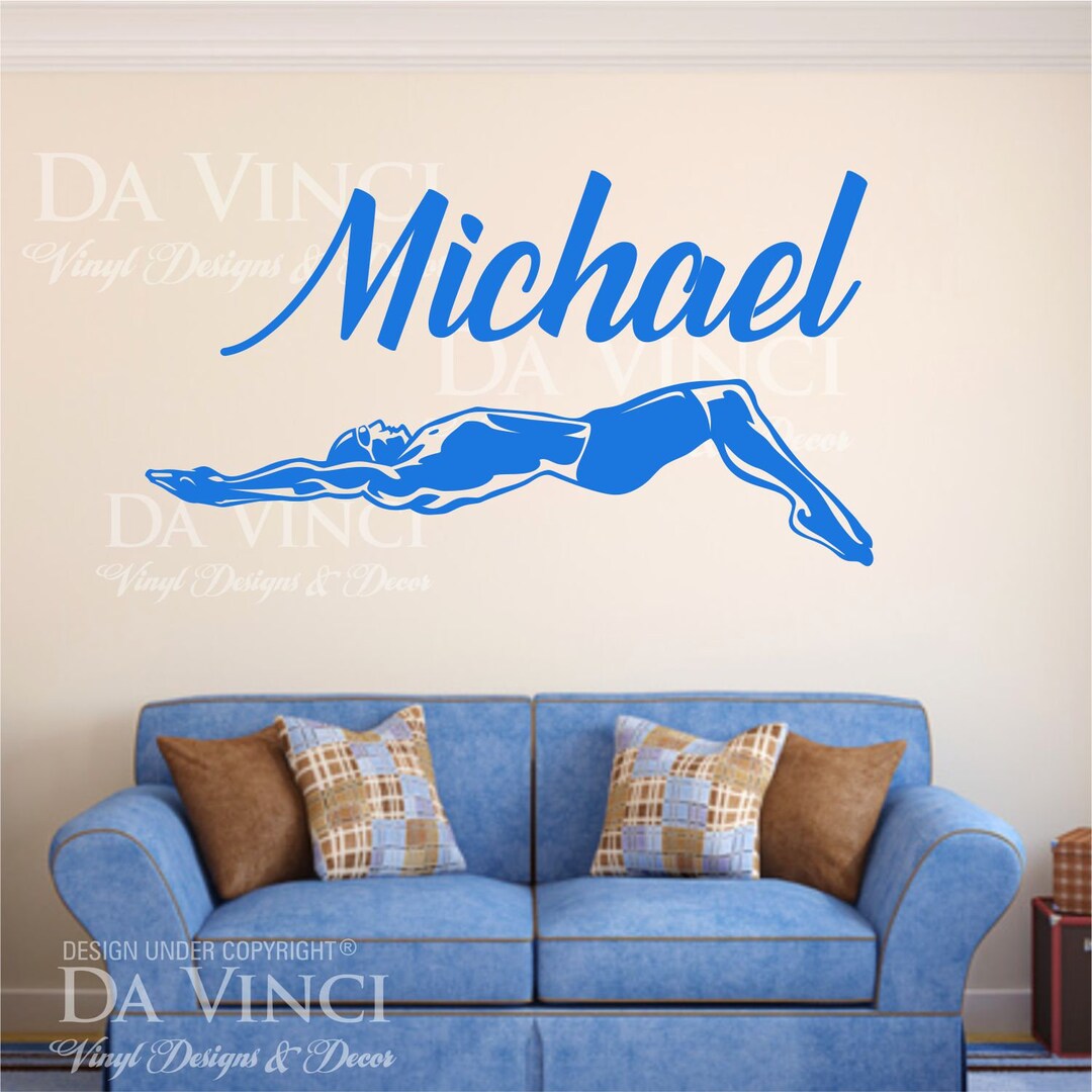 Swim Swimmer Swimming Decal Custom Name Wall Personalized Etsy