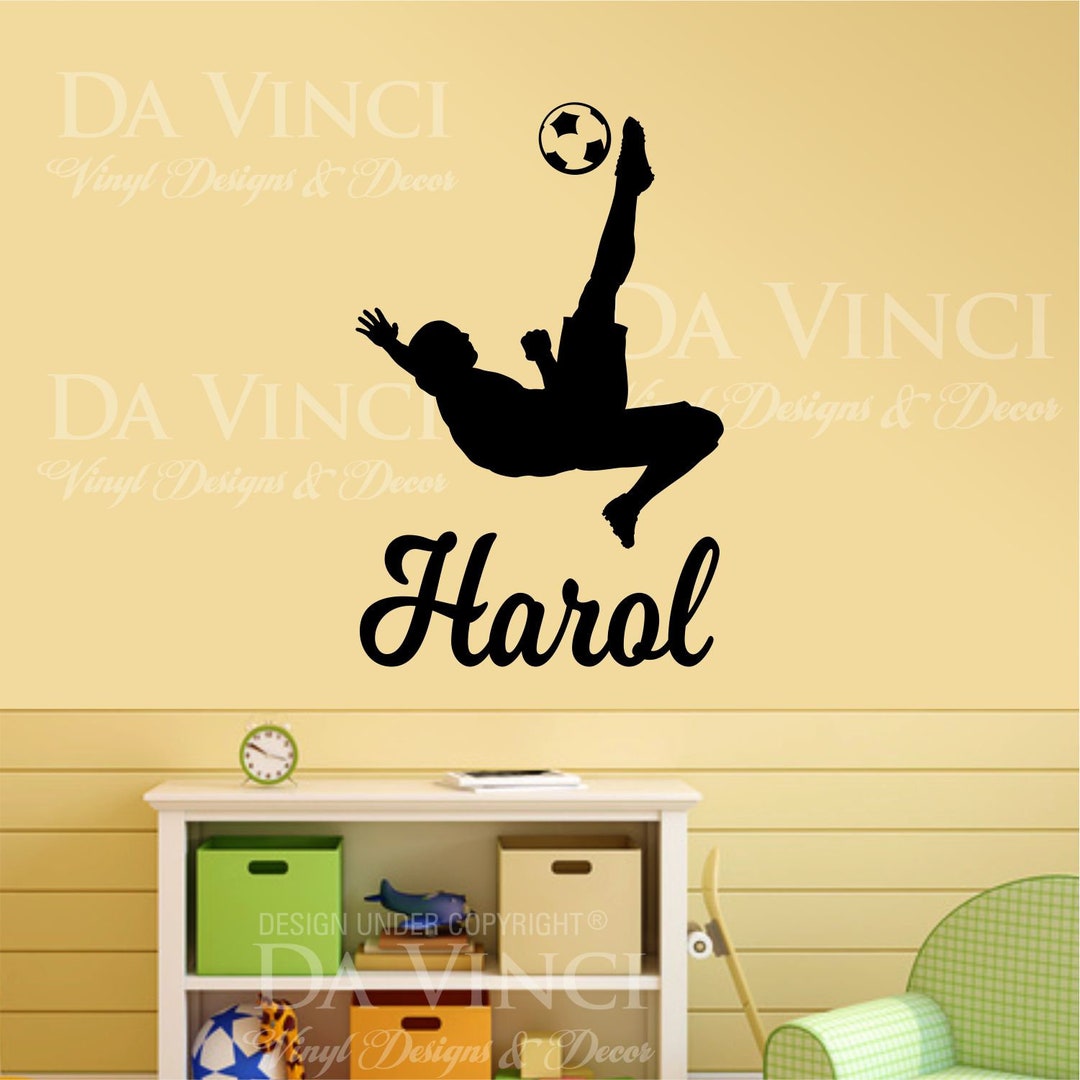 Soccer Player Boy Decal Custom Name Wall Room Personalized Vinyl ...