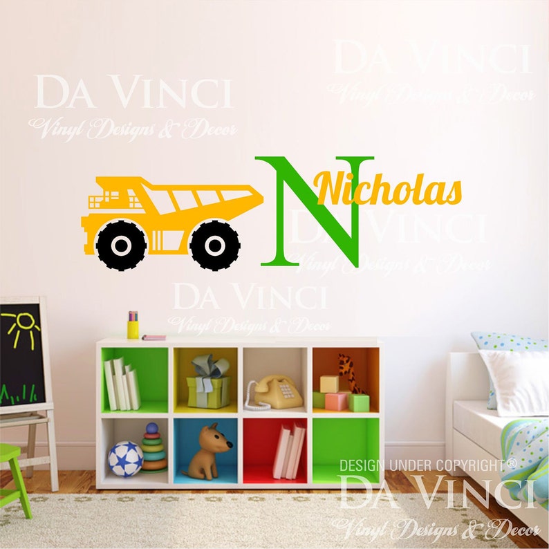 Custom Name Monogram Wall Decal Sticker Vinyl Big Construction Etsy