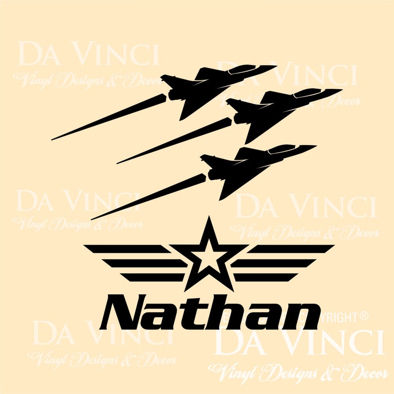 Airplane Aircraft Planes Army Jets Wall Custom Name Vinyl Wall Decal ...