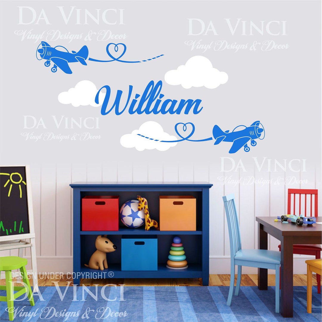 Airplane Aircraft Planes Wall Custom Name Vinyl Wall Decal Sticker Room ...