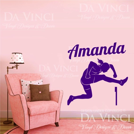 Track Field Runner Athletic Decal Custom Girl Name Personalized Vinyl Sticker A