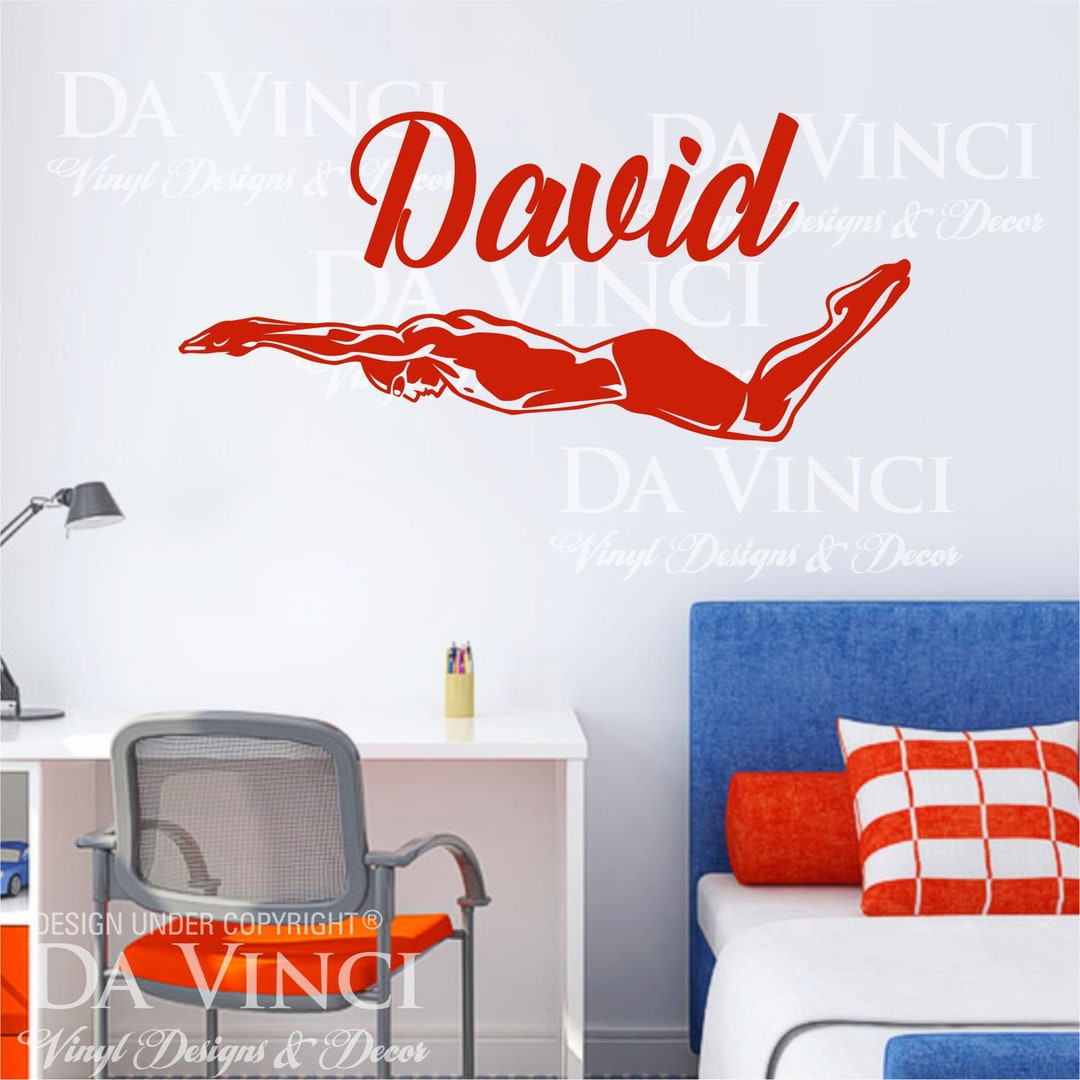Swim Swimmer Swimming Decal Custom Name Wall Personalized Etsy