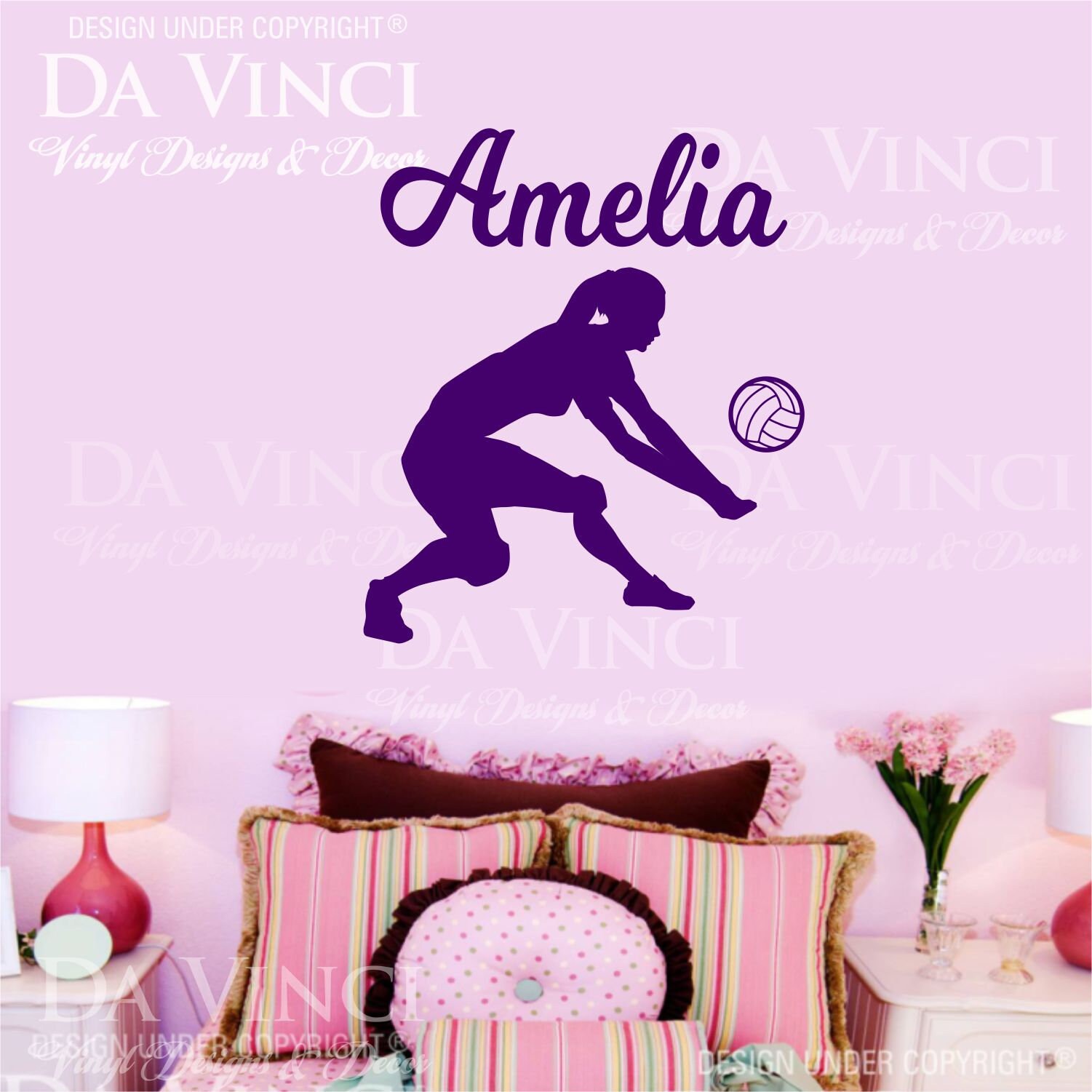 thumbnail image 2 of Personalized Volleyball Player Name Vinyl Wall Decal – Custom Girl Quote – Spiffy Decals 2 of 5