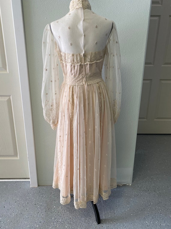 Vintage Gown, Beige Dress, Lace Overlay Gown, Eli… - image 6