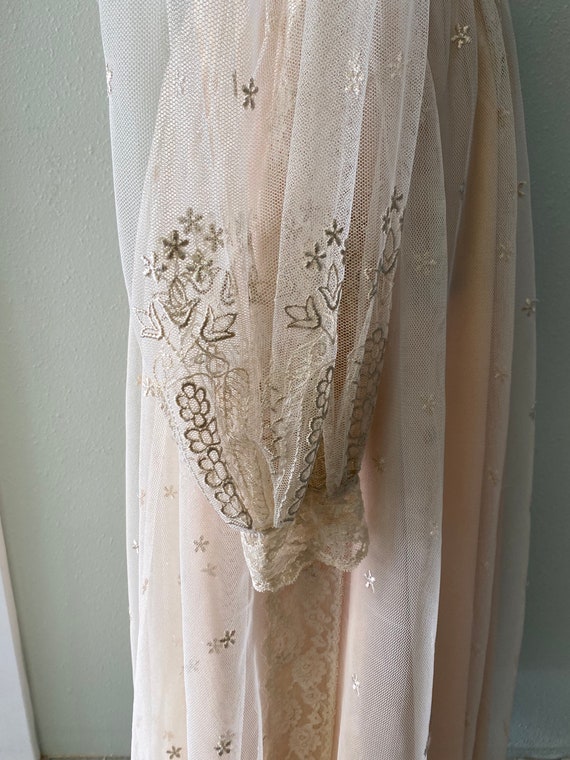 Vintage Gown, Beige Dress, Lace Overlay Gown, Eli… - image 5