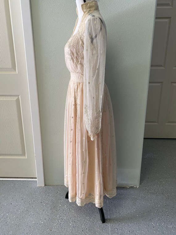 Vintage Gown, Beige Dress, Lace Overlay Gown, Eli… - image 3