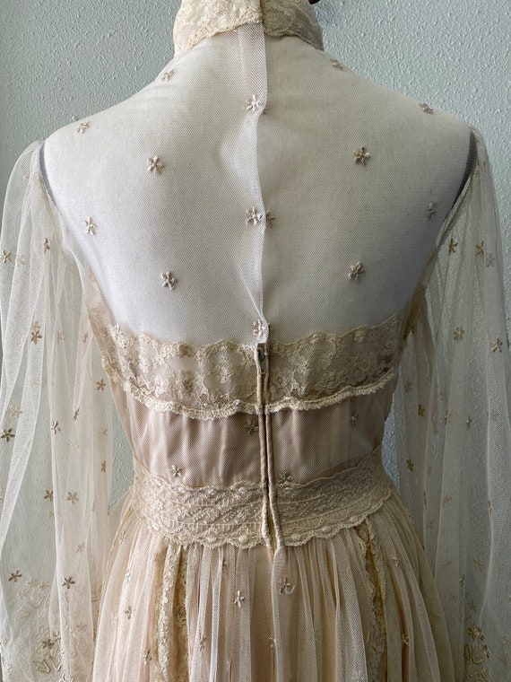 Vintage Gown, Beige Dress, Lace Overlay Gown, Eli… - image 7