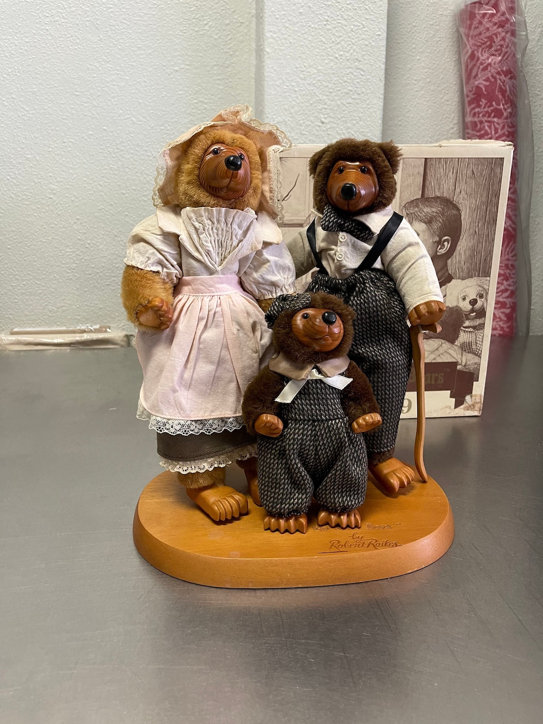 Robert Raikes Bears Teddy Bear With Wooden Face Vintage Robert