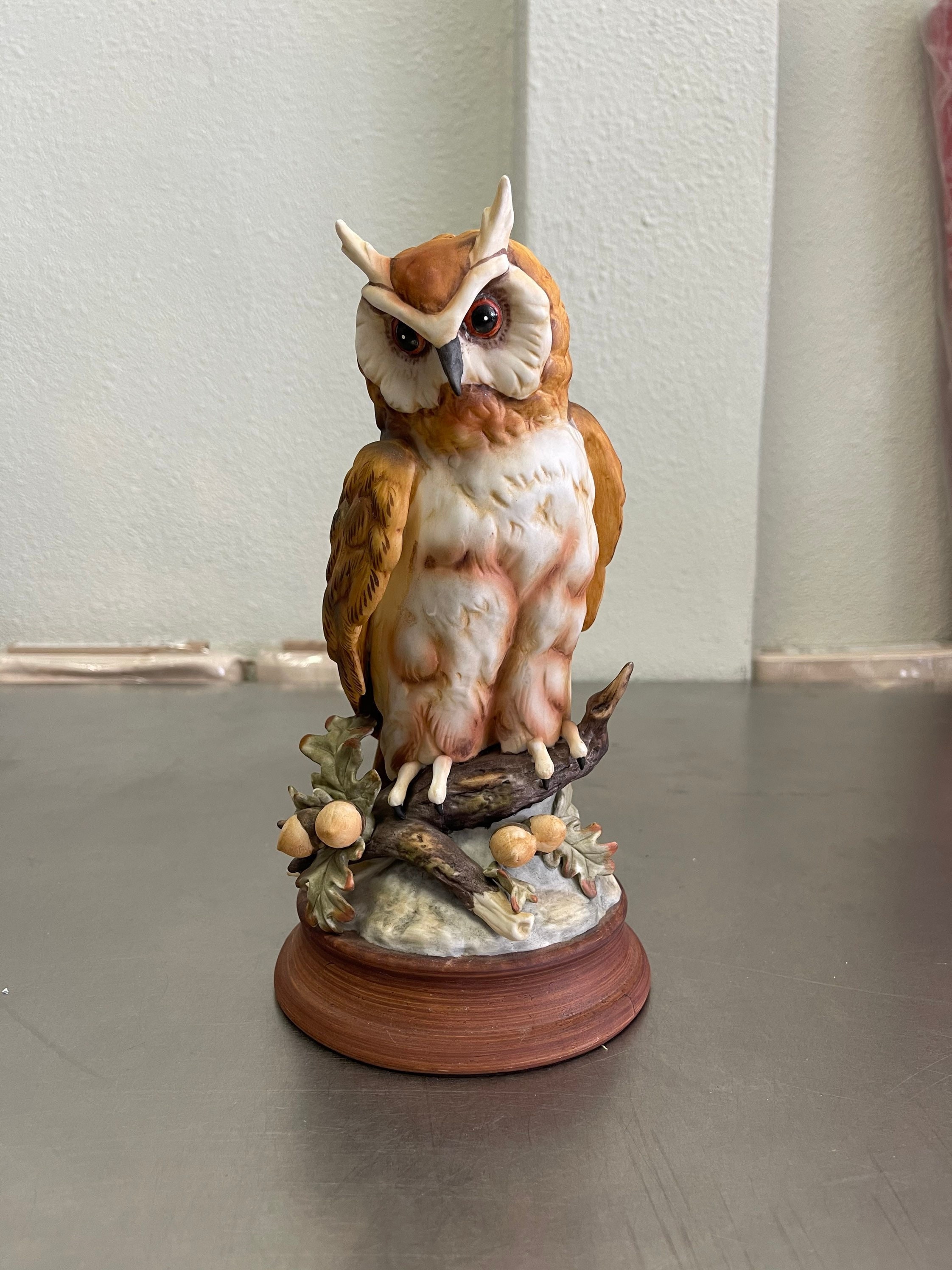 Great Horned Owl Statue, Hand Painted Porcelain Owl, Realistic Owl ...