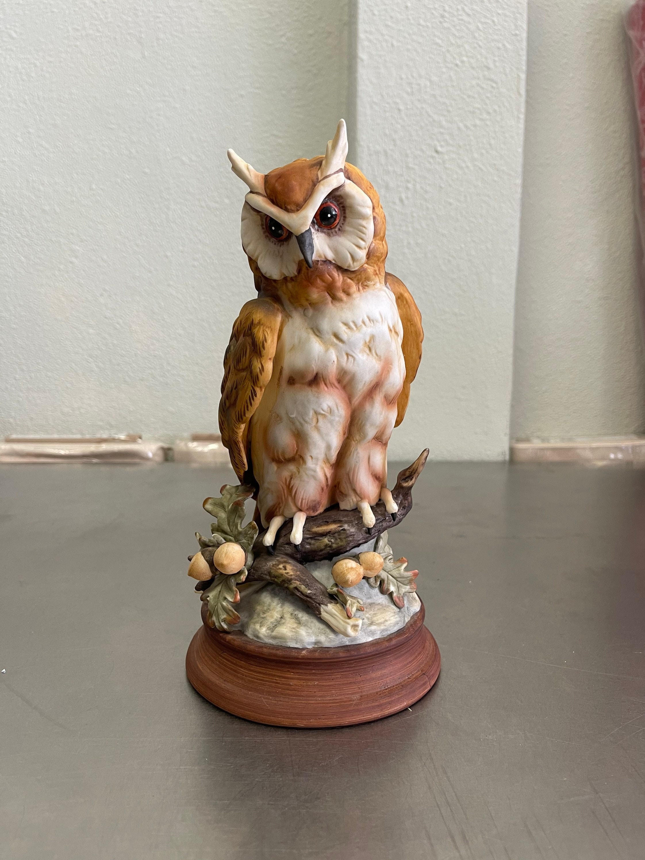 Great Horned Owl Statue, Hand Painted Porcelain Owl, Realistic Owl Statue, Mother's Day Gift