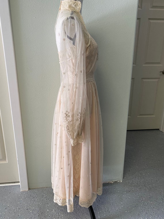 Vintage Gown, Beige Dress, Lace Overlay Gown, Eli… - image 8