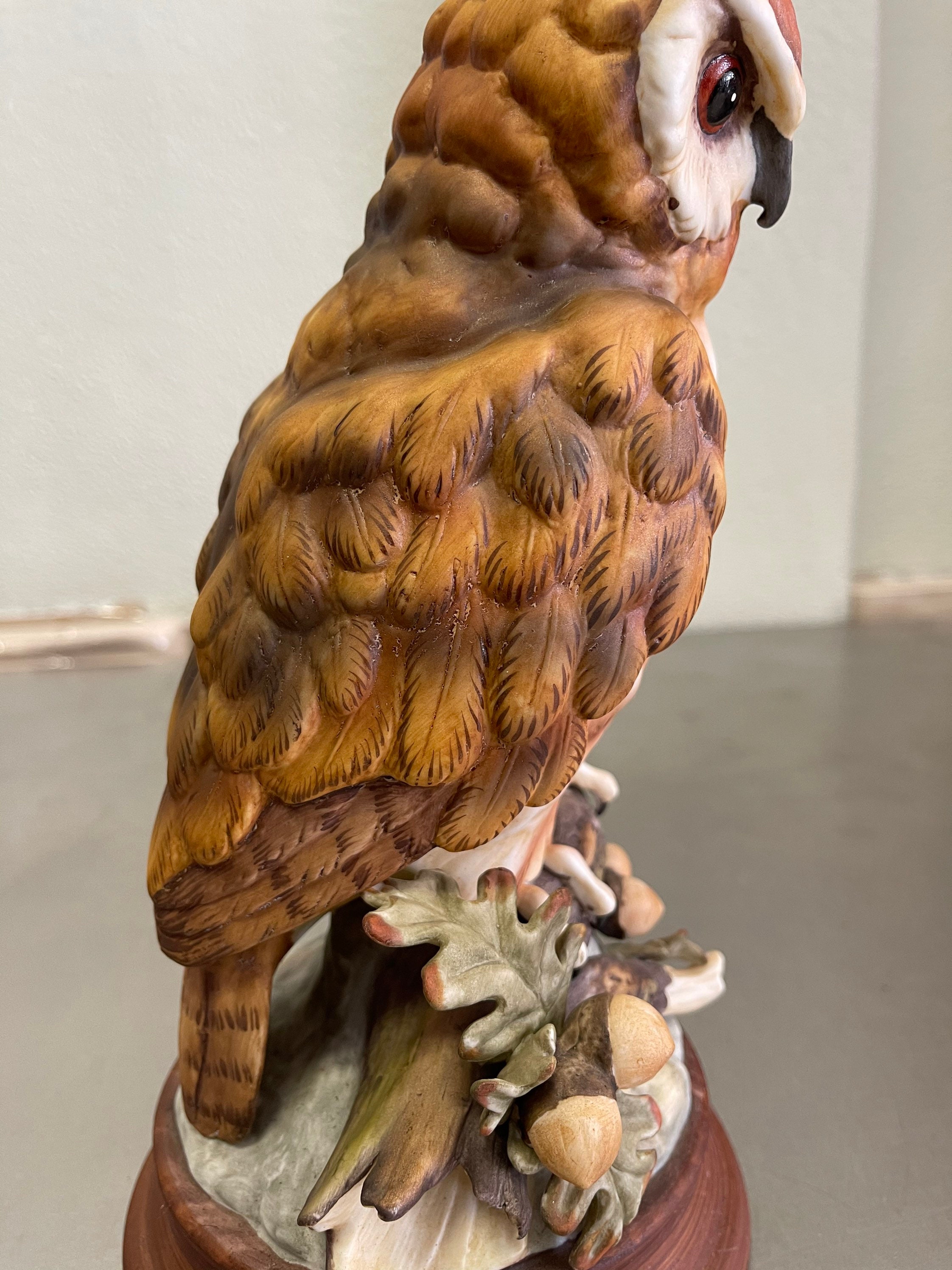Great Horned Owl Statue, Hand Painted Porcelain Owl, Realistic Owl