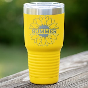 Personalized Sunflower Engraved Tumbler: Custom Name Water Bottle