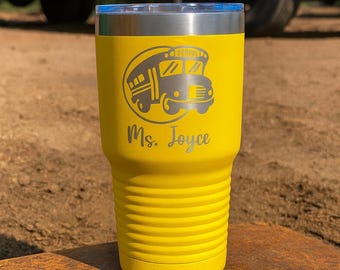 Personalized Bus Driver Tumbler: Engraved Stainless Steel Travel Mug