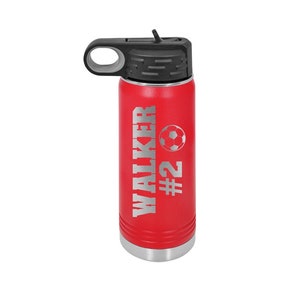 Personalized Soccer Water Bottle with Straw Custom Soccer Sports Bottle Back to School Steel Custom Laser Engraved 32oz Soccer Bottle 1061