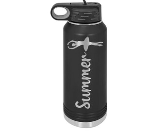 Personalized Dance Sports Water Bottle with Straw Custom Sports Bottle Back to School Steel Custom Laser Engraved 32oz Ballerina Bottle 1063