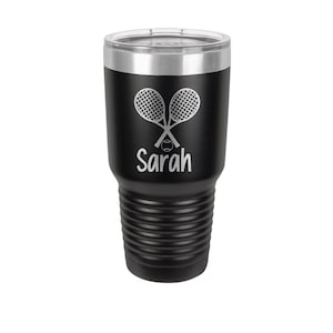 Personalized Tennis Tumbler: Engraved Racket Gift