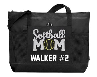 Personalized Softball Mom Bag Gift, Custom Mom Bag, Christmas Hanukkah Gift For Mom , Mothers Day Gift Baseball Mom