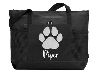 Personalized Dog Bag Paw Print, Custom Bag, Dog Daycare, Christmas Gift Dog Mom Tote