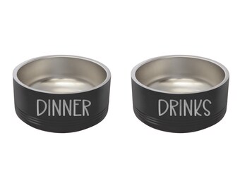Engraved Stainless Steel Dog Bowl Set: Personalized Pet Food & Water Bowls