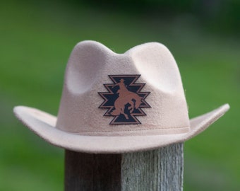 Western Cowboy Hat for Kids with Name – Custom Leather Patch Des