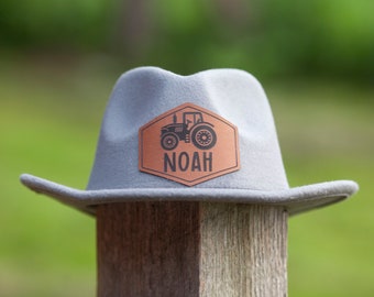 Kids Cowboy Hat with Personalized Name and Leather Patch – Western Play Hat