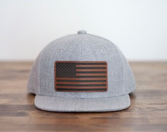 Flag Leather Patch Trucker Hat: Baby, Kid, Adult Sizes