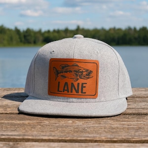 Custom Kids Fishing Name Hat Toddler Infant Adult Fishing Leather Patch Hat Trucker Hat Fishing hat for kids baby hat Trendy Leather Patch