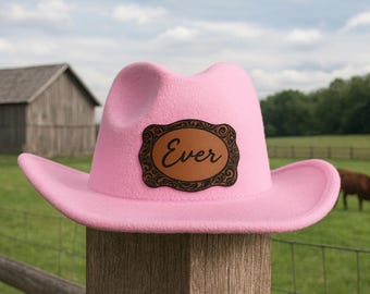 Girls Pink Cowboy Hat with Name – Personalized Western Dress-Up Hat