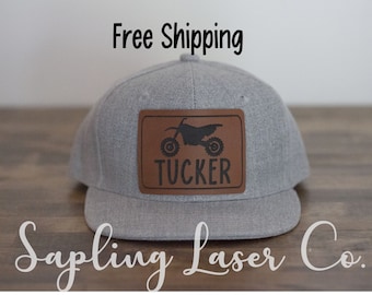 Custom Leather Patch Trucker Hat: Moto Cross Name Hat