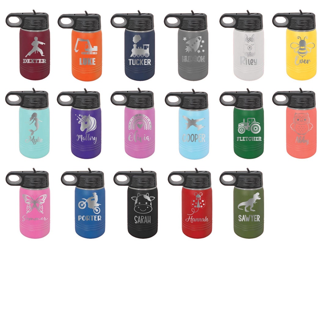 Toddler Water Bottle Kids Gifts Engraved 12oz Stainless Steel Tumbler ...