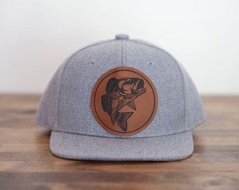Custom Fishing Hat: Leather Patch Trucker Hat, Baby to Adult
