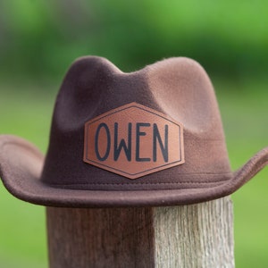 Cowboy Hat With Name for kids, Kids cowboy hat, kids cowboy costume, leather patch hat, custom name design, western kids